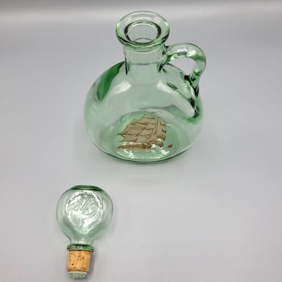 Vintage Old Fitzgerald 1849 Flagship Ship Bottle Green Glass Decanter - Picture 8 of 13